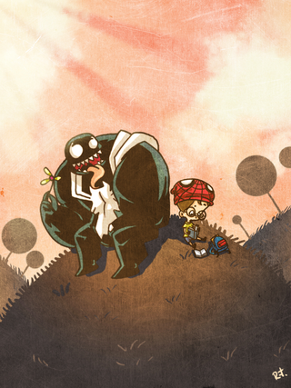 Illustration for article titled Venom and Spidey are the best of friends in these adorable superhero illustrations